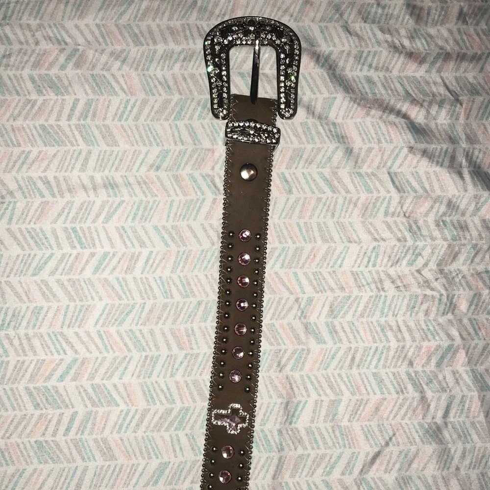 Nocona Girls Rhinestone Cross Leather Western Belt